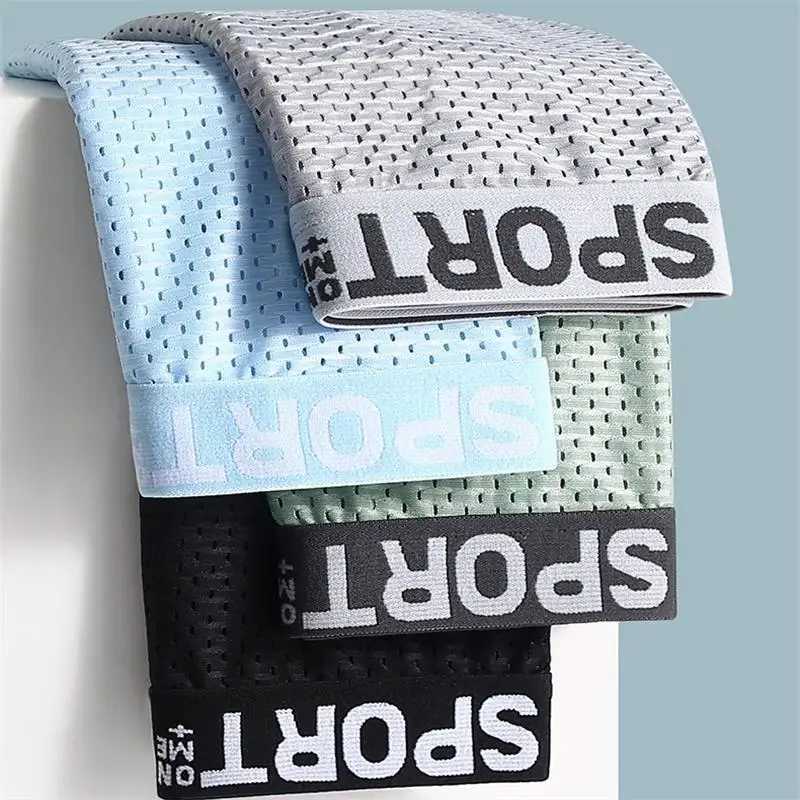 5Pcs/Lot Men Boxer Shorts Ice Silk Mens Underwear Summer Autumn Breathable Underpants U Convex Lingerie Breathable Sexy Underwear W250819