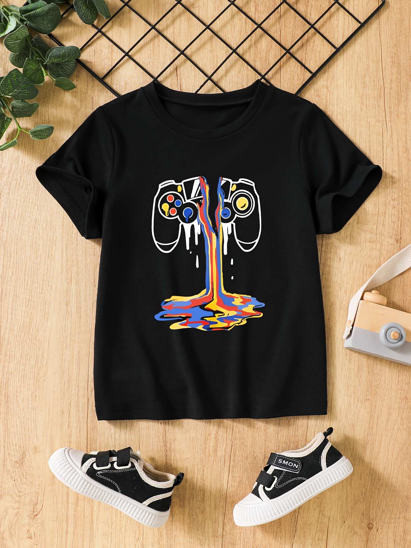 T-shirts Boys' Set - Three Printed Headphones Patterned Short Sleeve Tees: Lightweight & Fast Drying Apparel Collection