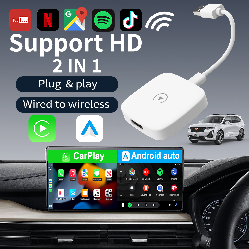 Wireless CarPlay Android Auto AI Box, Plug & Play Dongle Converts Wired To Wireless, Vehicle Multimedia Upgrade, No Delay, Watch Netflix YouTube in Ca