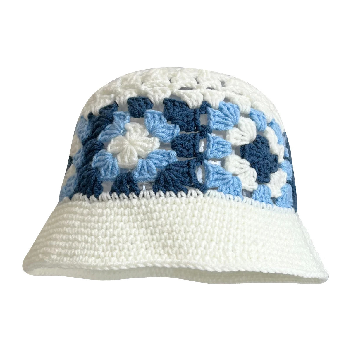 Handmade Crochet Flower Bucket Hat for Girls Korean Travel Beach Panama Caps n Knitted Hat Winter Beanie Wool Warm Cap 250819