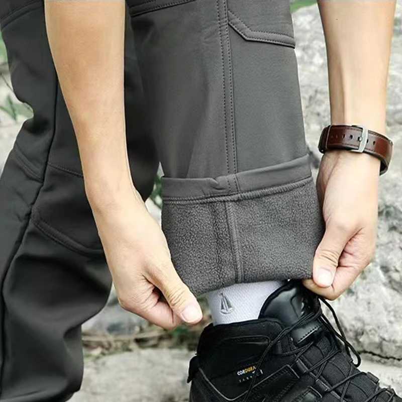 Mens City Cargo Autumn Winter Fleece Softshell Hiking Pants Fishing Climbing Trekking Casual Hunting Camping Trousers M-5XL W250819