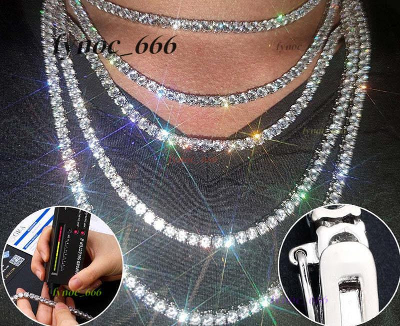 Silver Gold Custom Jewelry Hip Hop Bling VVS1 3MM 4MM 5MM 6.5MM Ice Out Diamond Moissanite Tennis Chain