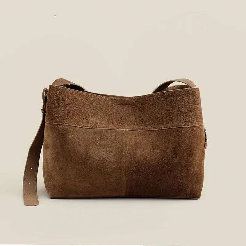 Designer Bags New Winter Matte Suede Cow Leather Women Tote Coffee Retro High-End Warm Color Female Shoulder Bag Huge Commute Travel Handbag Luxury Ba