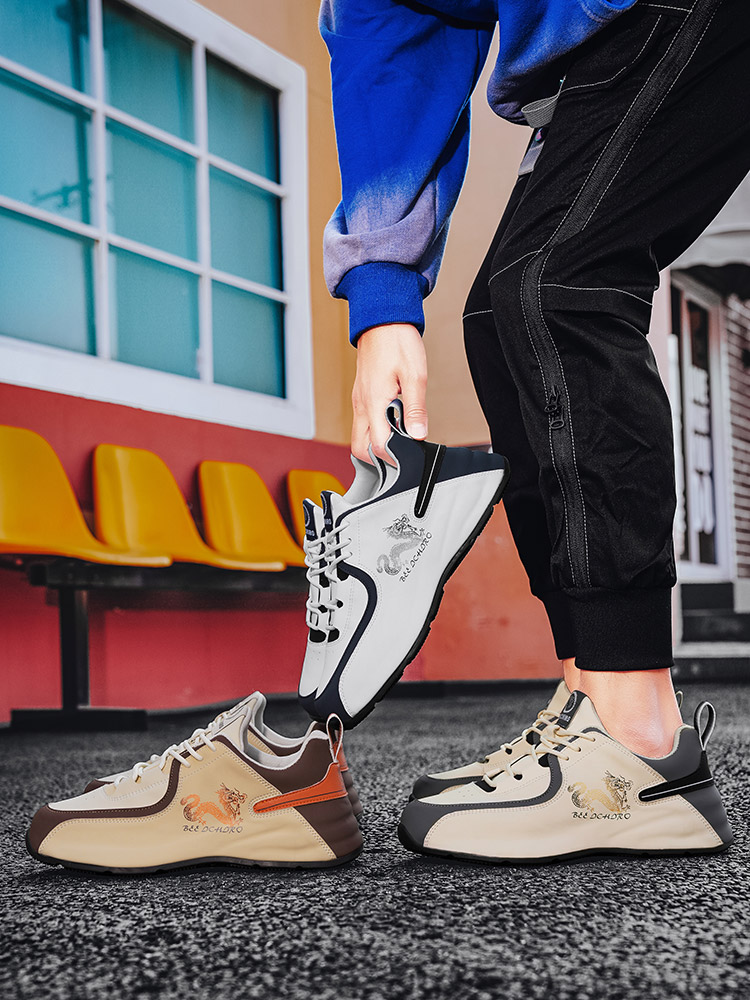 Summer trend casual shoes for men 2025 new soft leather breathable sports shoes for men's height increase versatile soft sole dad