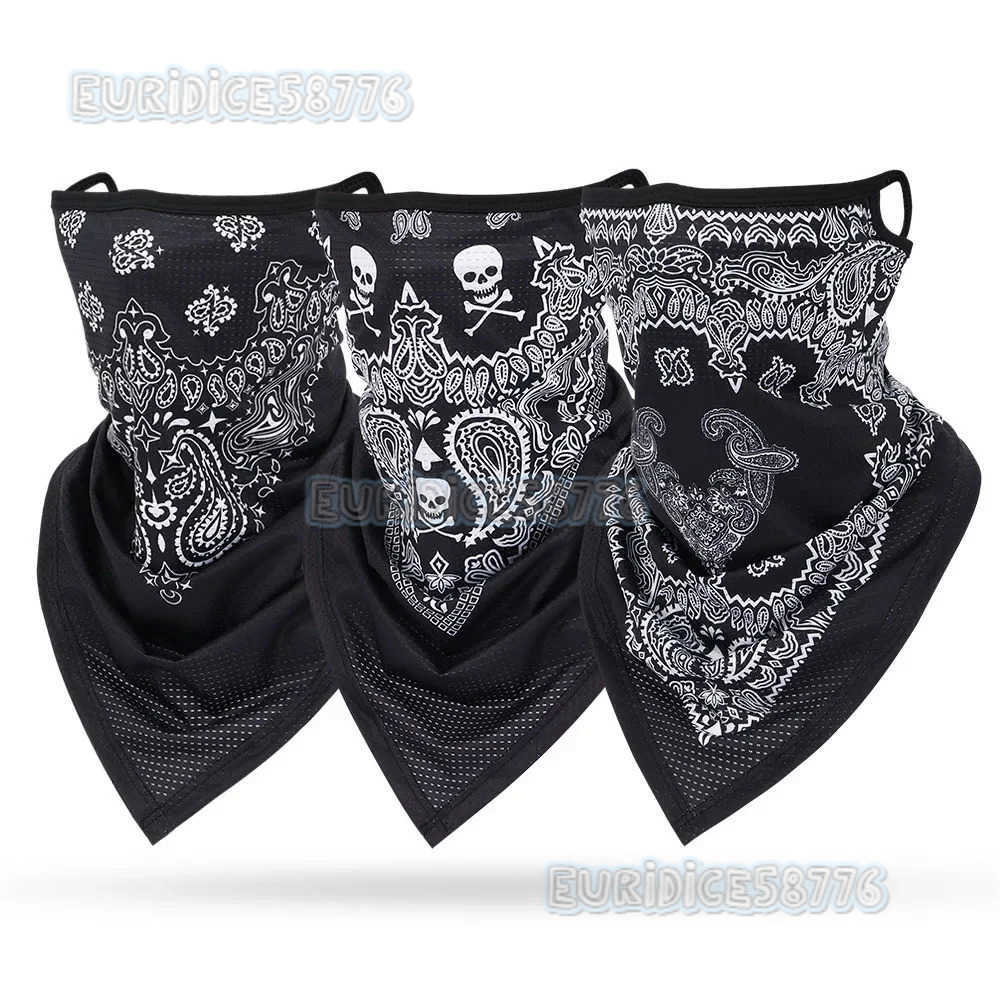 Outdoor Sports Sun Protection Cycling Face Mask Mesh Breathable Cashew Paisley Bandana Black White Face Balaclava Earloops Scarf H250819