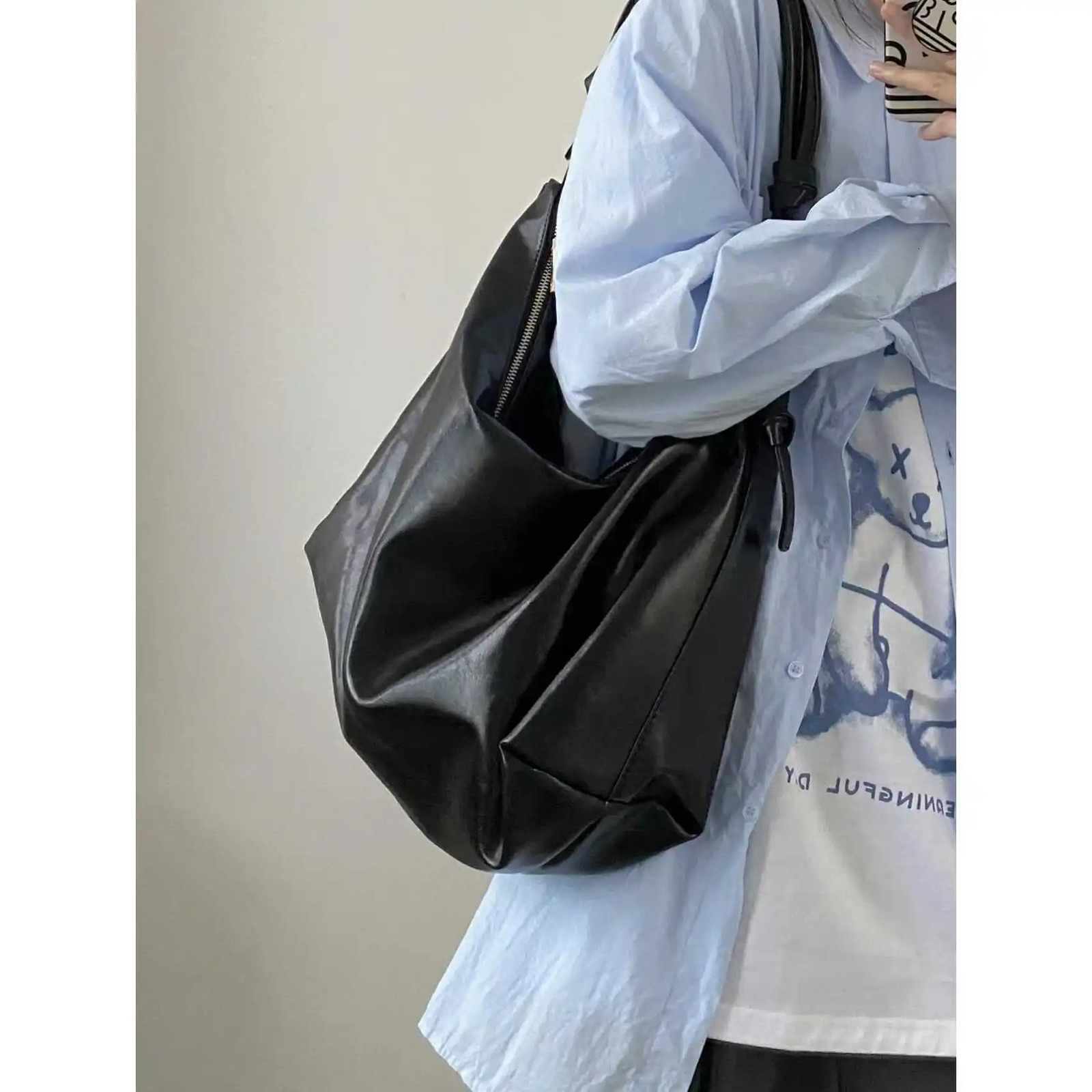 Trendy Soft Leather Tote Womens Bag Large Capaci Single oulder Bag Korean Sle Casual Handbag Faionable All-Match 250818