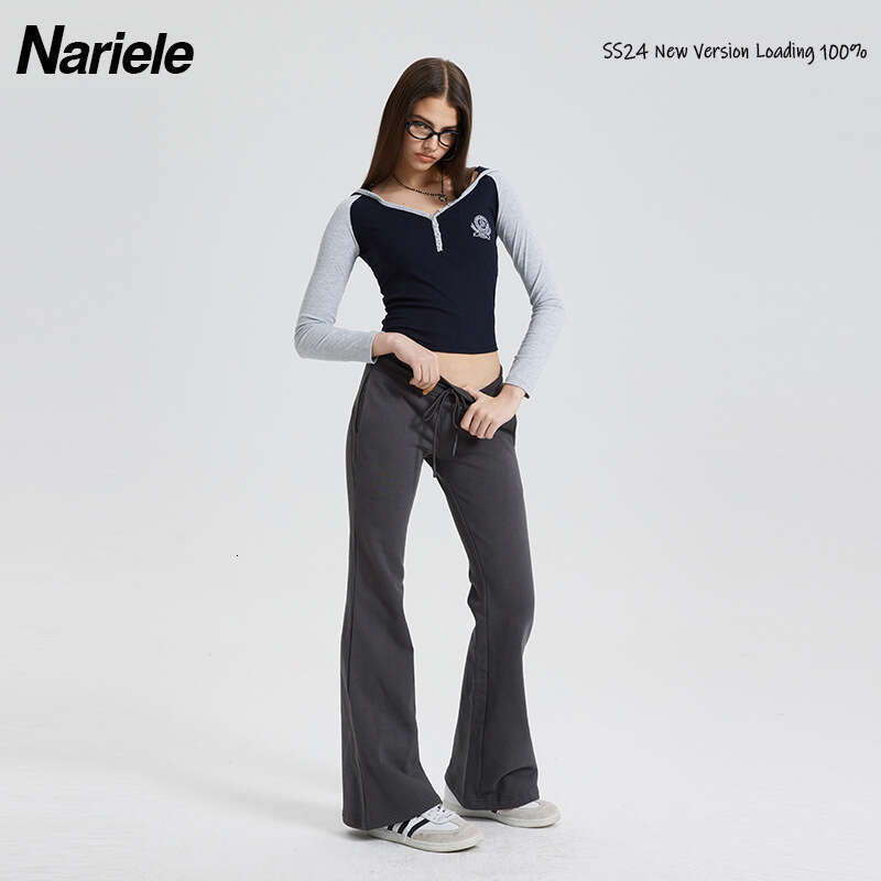 Cotton Thread Embroidery Color-Block Hooded Hot Girl Short Long Sleeve T-Shirt Crop Top For Women B3