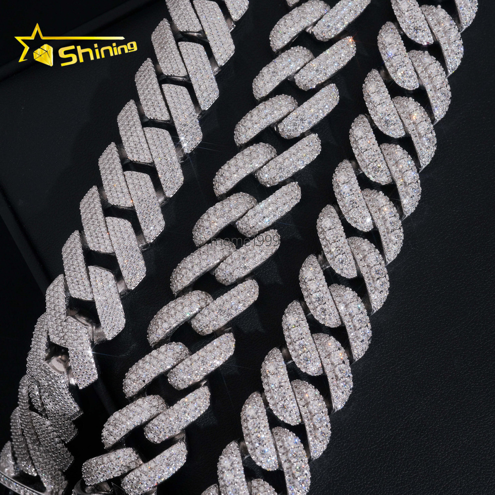 Hot Sale 20mm Mens Cuban Bracelet Sterling Silver 925 Moissanite Pass Diamond Tester Luxury Cuban Link Chain Hip Hop Jewelry