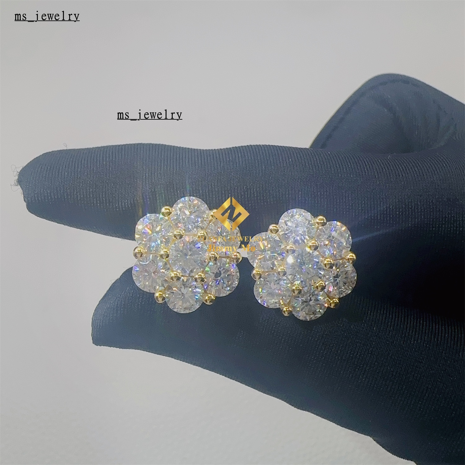 8mm 12mm 15mm Hip Hop Earring Factory Cheap Price 925 Silver Iced Out Jewelry VVS Moissanite Diamond Men Stud Flower Earrings