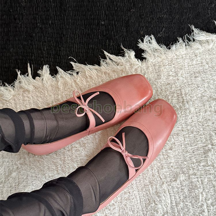 designer shoes ballet flat low heels loafers womens fashion square head mary jane green pink soft-soled non-slip ladies single shoes size 35-40