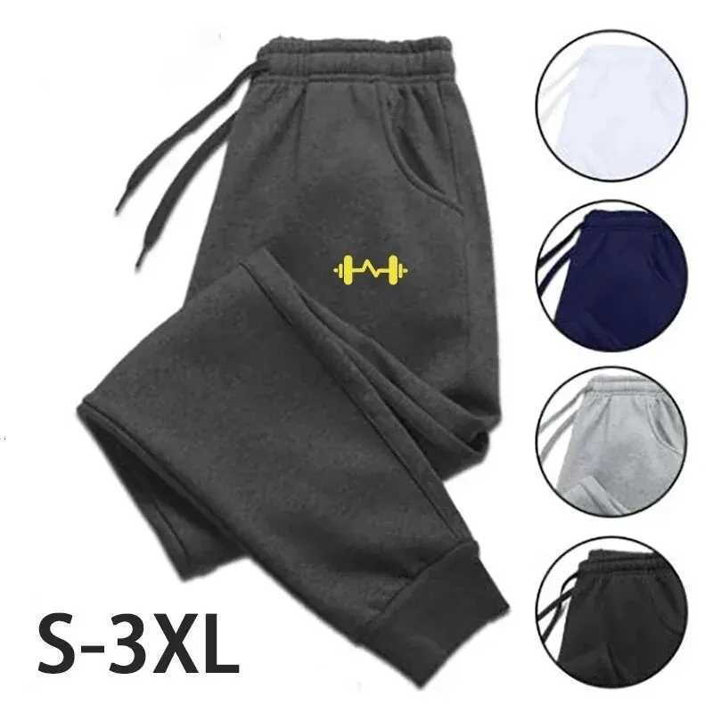 2024 Barbell Printed Fleece Mens Trousers Autumn Winter Pants Fashion Drawstring Casual Male Sweatpants Jogging Sports Pants W250819