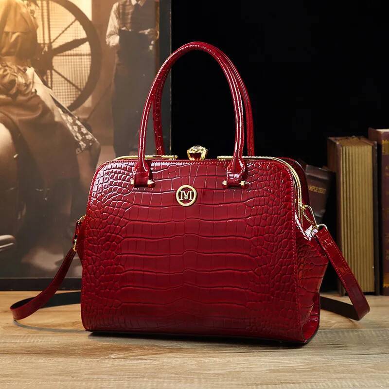 Crocodile Print Leather Women's Handbags Fashion Clip Bag Cover Elegant Portable Shoulder Messenger Bags 2024 New