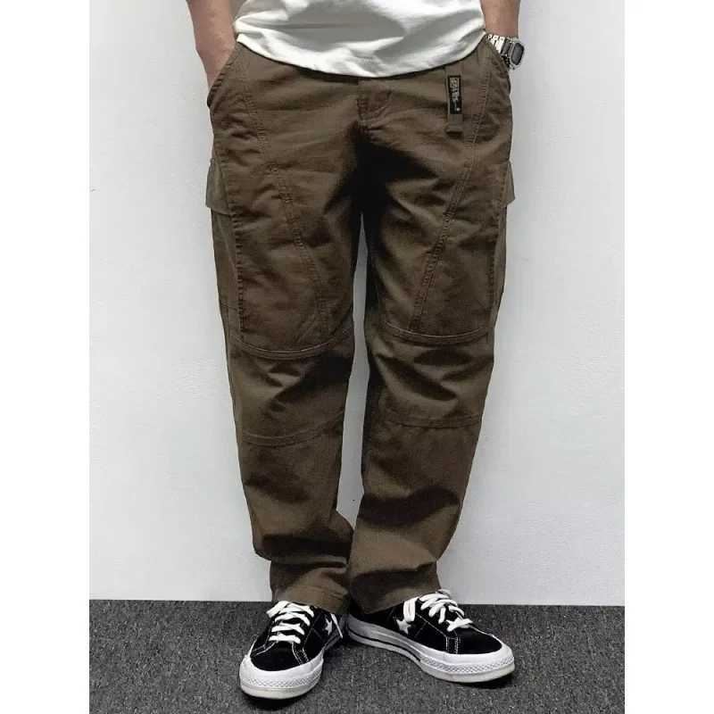 2024 Spring New Mens Pants Multi-Pocket Cargo Pants Vintage Solid Color Simple Loose-Fit Casual Pants W250819