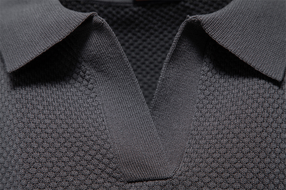 Polo shirt men Premium Pineapple-Knit Polo Shirt Men's Short-Sleeve Business Sweater with Seagull Collar European Sizes: S - 3XL