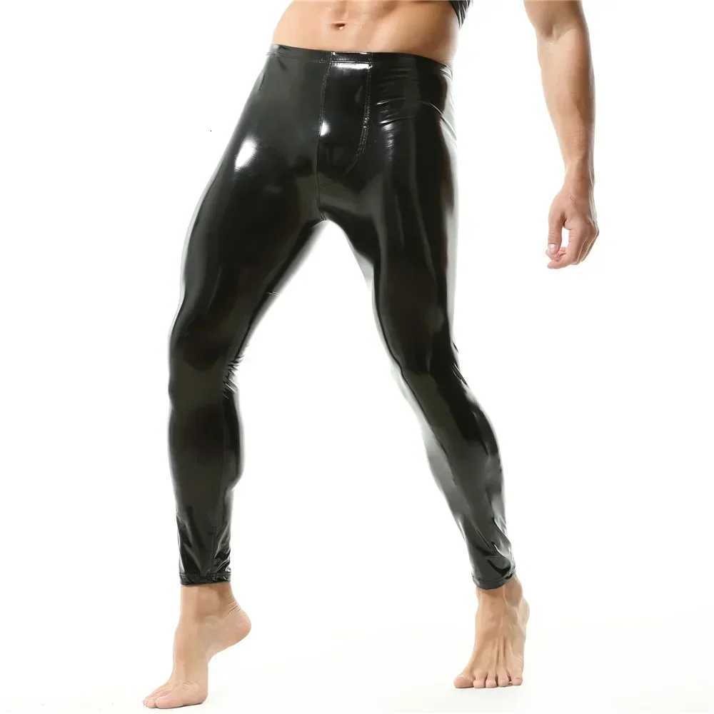 Men Shiny PVC Leather Pants Skinny Slim Fit Fashion Casual Biker Trousers Night Clubwear Leggings Party Rave Pole Dance Costumes W250819