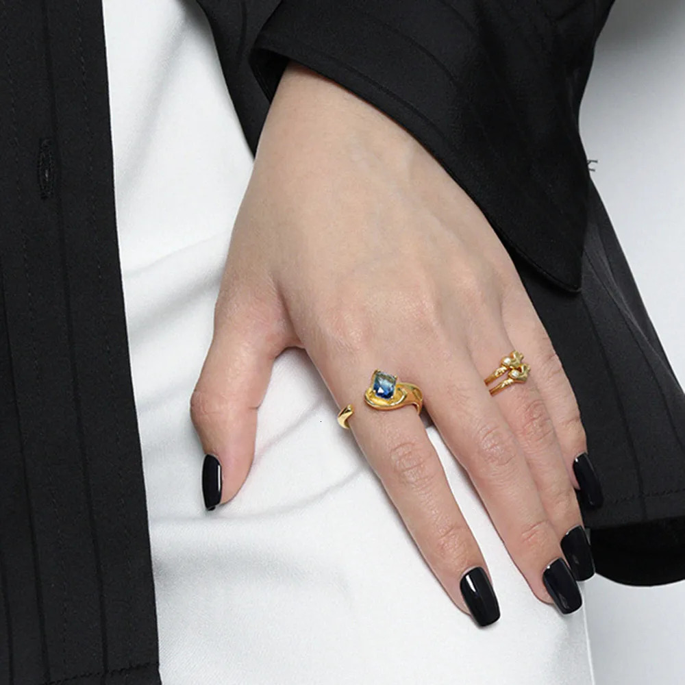 ANDYWEN 925 Sterling Silver Plain Heart Resizable Irregular Geometric Ring Large Fashion Fine Jewelry Round Crystal 250815