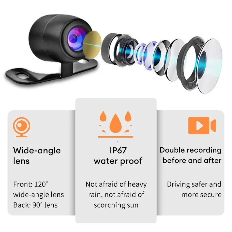 1080P Waterproof Motorcycle Camera DVR Motorcycle Dashcam 3.0 Inch Front Rear Camera Video Motorcycle Recorder Moto Accessories 250813