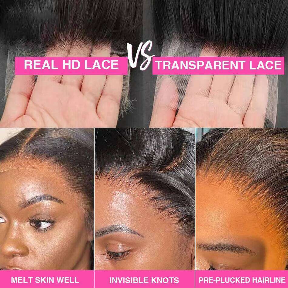 HD Transparent 13X4 13X6 Body Wave Front Pre Plucked 360 Lace Frontal Human Hair Wigs For Women 5X5 Wig 200 Density