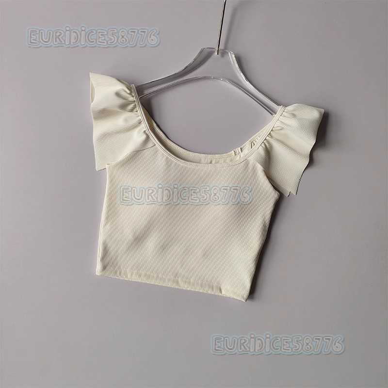 New Short Sleeve Yoga Top with Flying Sleeves Quick-dry Breathable Slimming Short Fitness Wear with Chest Pad Suitable for Outerwear and Pilates H2508