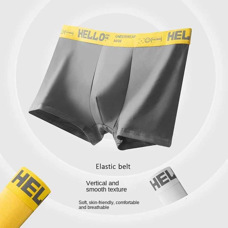 4PCS Mens Solid Color Antibacterial Underwear Mid-Waist Loose Comfortable Breathable Letter Plus Size Boxers Fat Underwear W250819