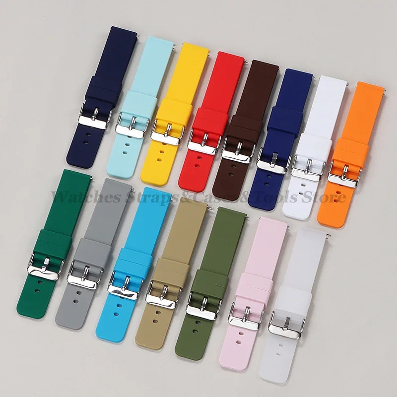 Soft Silicone Watch Band 10/12/14/15/16/18/20mm 21mm 22mm 24mm Quick Release Strap for for Universal Bracelets Belts 250818