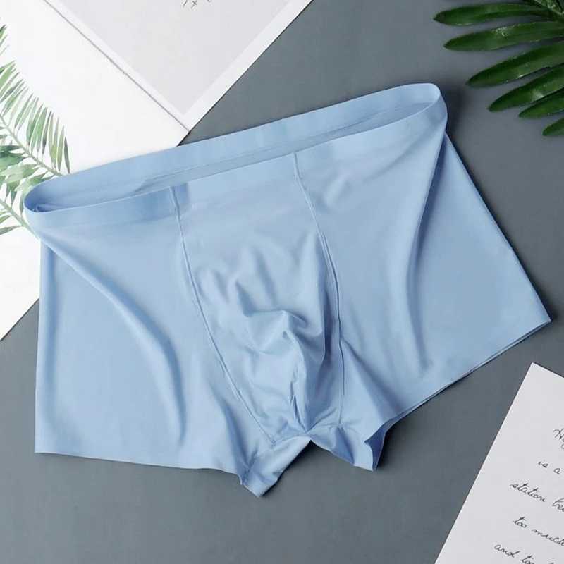 4 Pcs/Lot Mens Ice Silk Sexy Seamless Ultra-thin Boxer Briefs Shorts Underwear Underpants Male Breathable Panties W250819