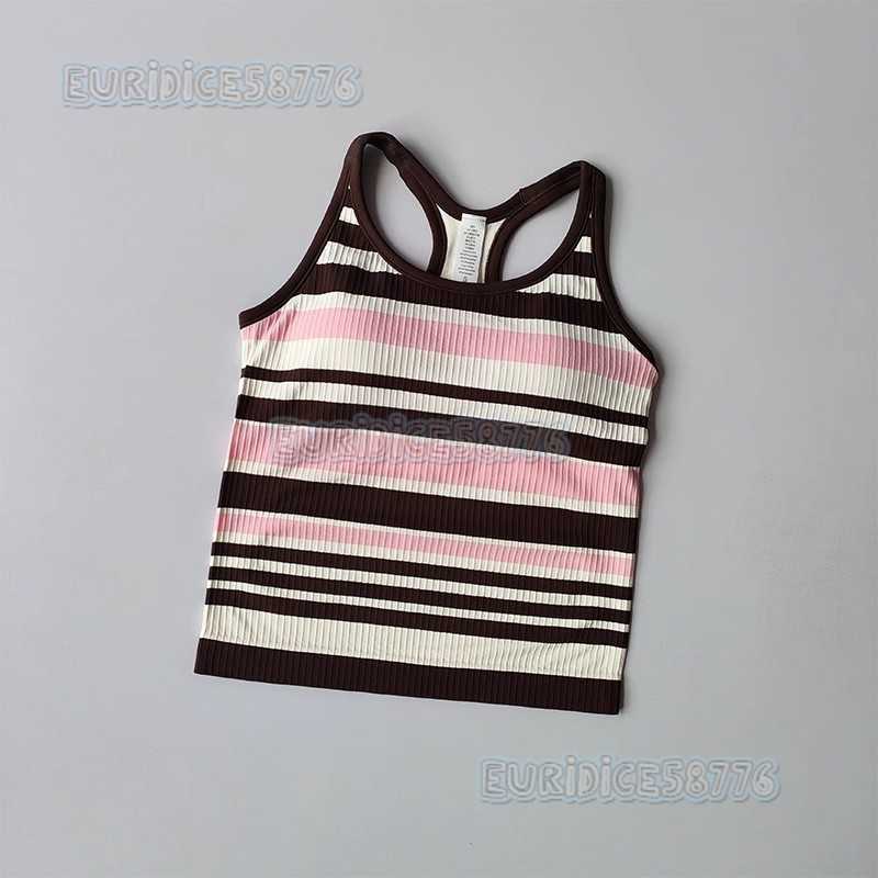 New Color-block Back-fixed Cup Sports Tank Top for Women Wearable Outside Striped Fitness Yoga Wear H250819