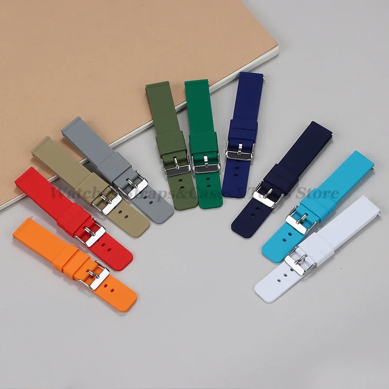Soft Silicone Watch Band 10/12/14/15/16/18/20mm 21mm 22mm 24mm Quick Release Strap for for Universal Bracelets Belts 250818