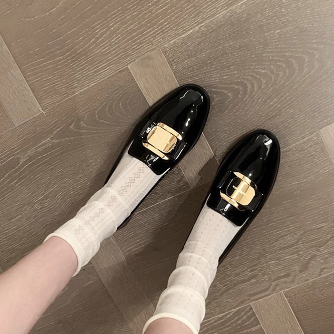 2025 New Single Shoe Super Soft Metal Buckle Lazy One Step Casual Daily Shoes Commuter Small Leather Shoes