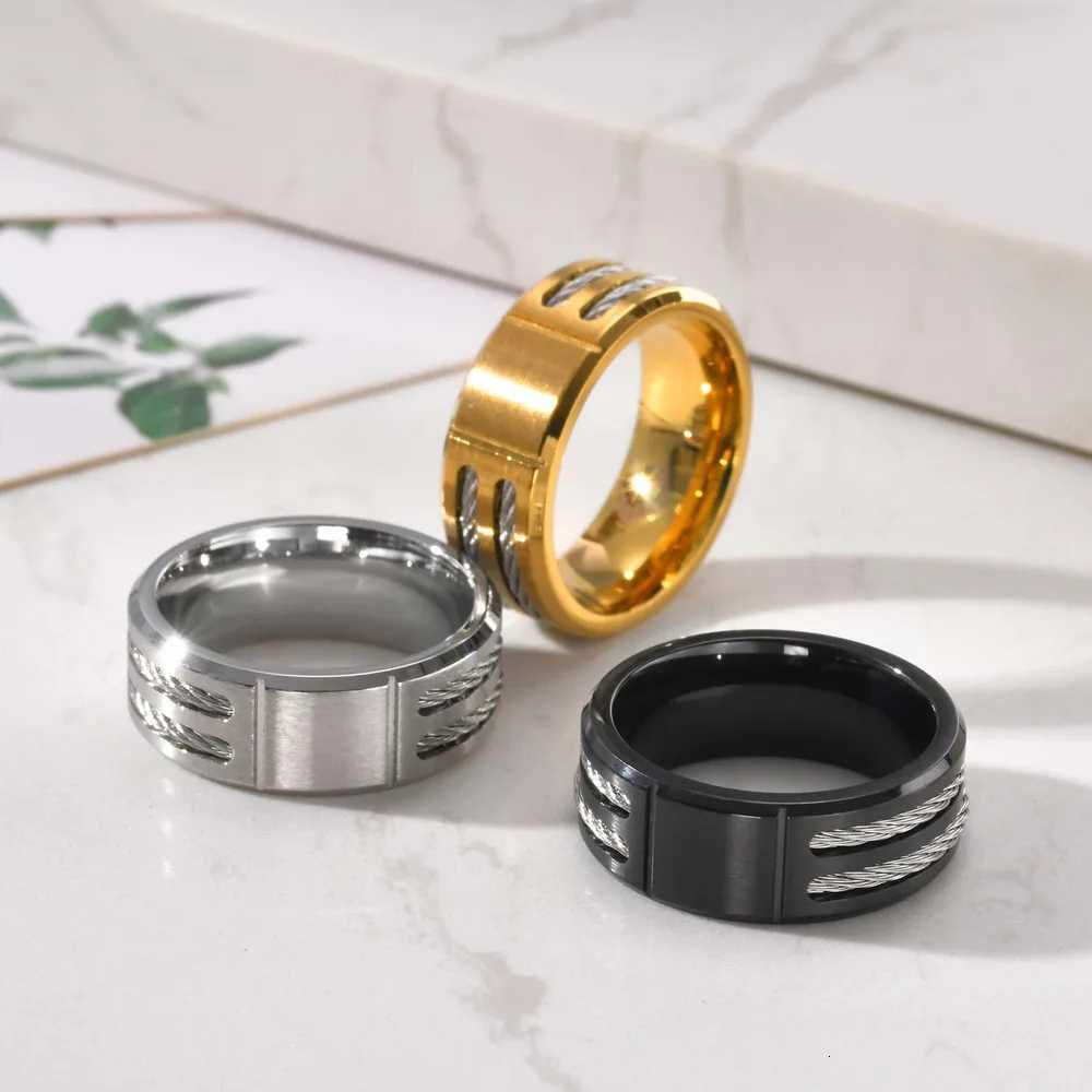 Personalized Chunky Ring for Men Boys Engrave Initials Image Symbol Stainless Steel Ring Stylish Jewelry Gift for Dad Husband W250819