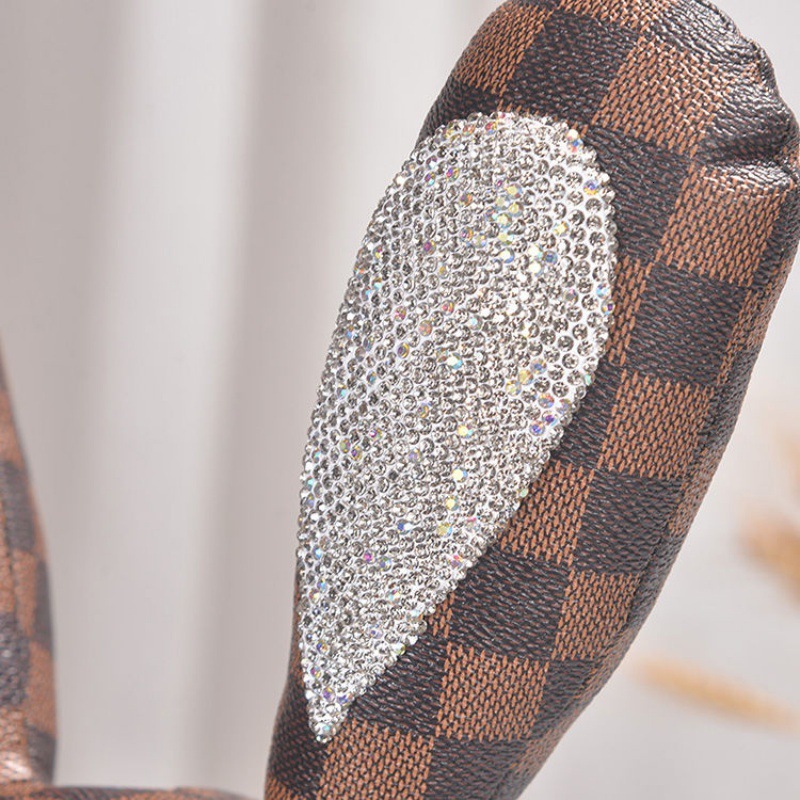 38cm New Dia-Encrusted Creative Rabbit Doll Plush Toy Car Decoration Living Room Ornament ddmythur