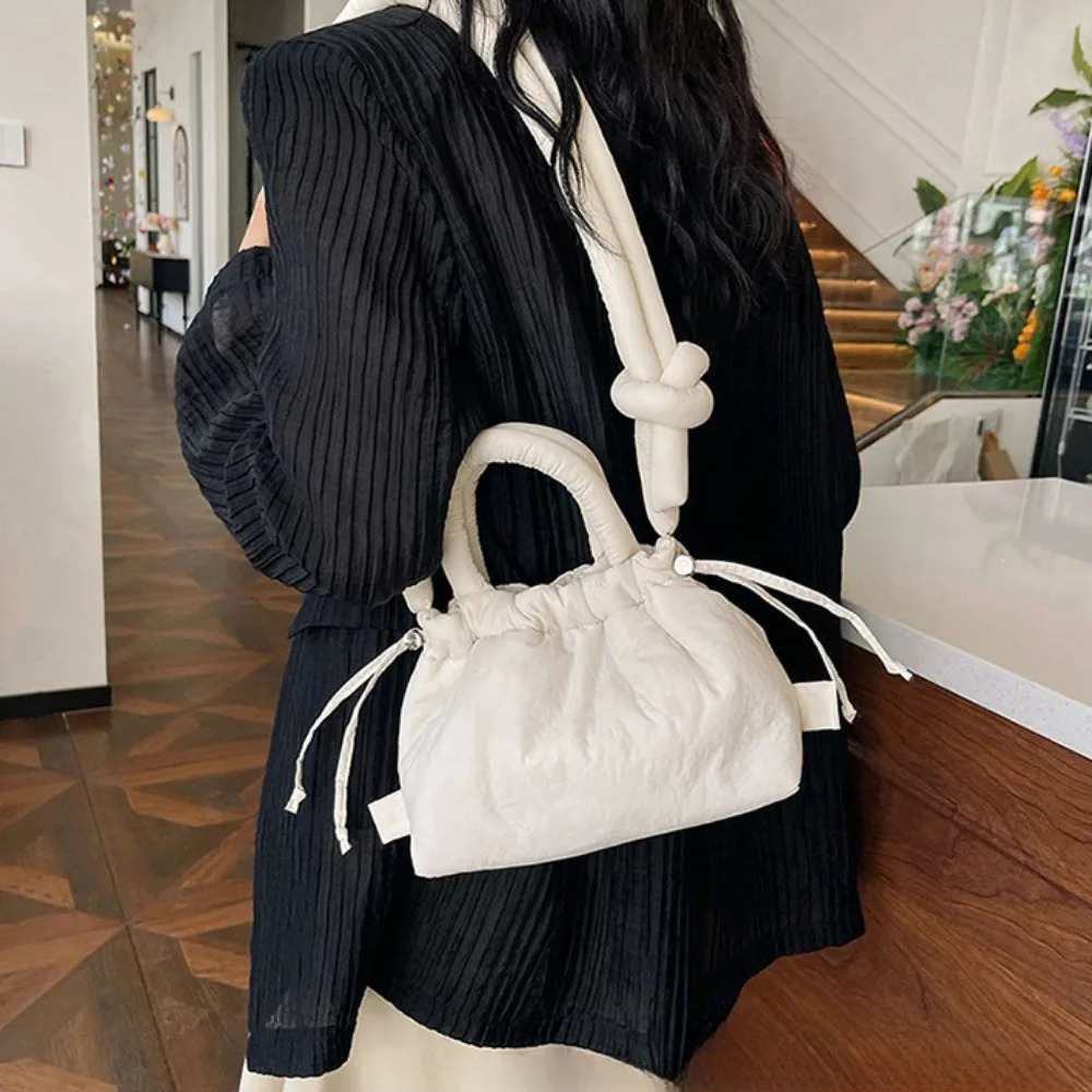 Womens Casual Single-shoulder Bag Large Capacity Nylon Backpack Womens Down Cotton Winter Tote Bag Portable Makeup Handbag 250814