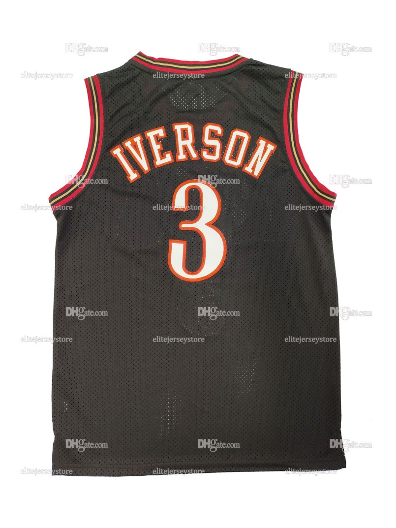 In Stock Basketball Jersey 3 Allen Iverson THROWBACK 100% Stitched Fast Shipping Embroidered Letter Number Design333
