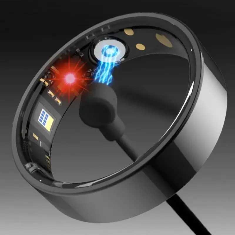 Men Women Smart Ring Sleep Heart Rate Tracker 5ATM Waterproof Long Battery Life Compatible with iPhone/Android Couple Rings W250819