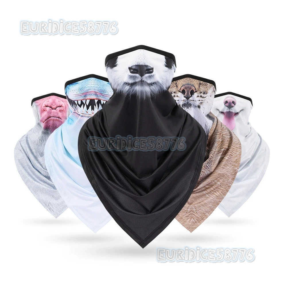 Multifunctional 3D Animal Print Triangle Scarf New Bandana Unisex Sports Hiking Headgear Cycling Face Mask Reusable Neck Gaiter H250819