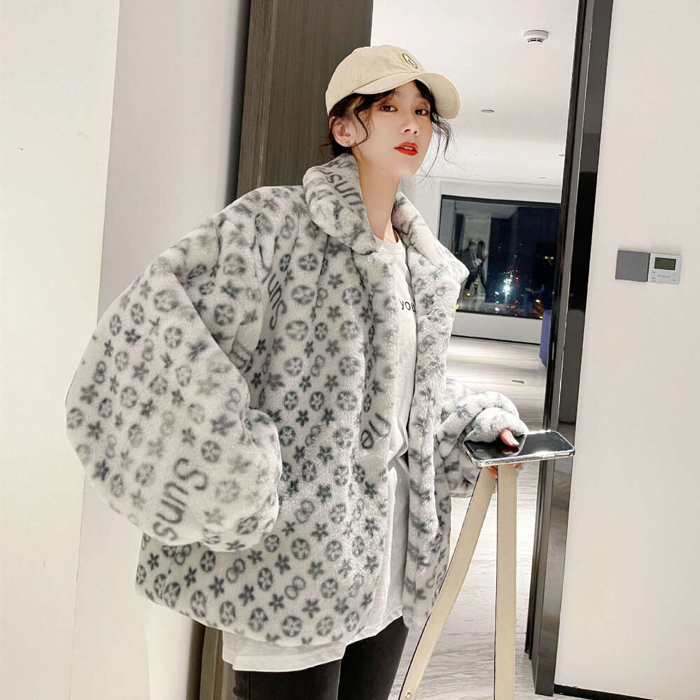 Winter New Small Square Neck Thickened Jacket Loose Faux Fur Long Sleeve Coat Bat Sleeve Plush Coat