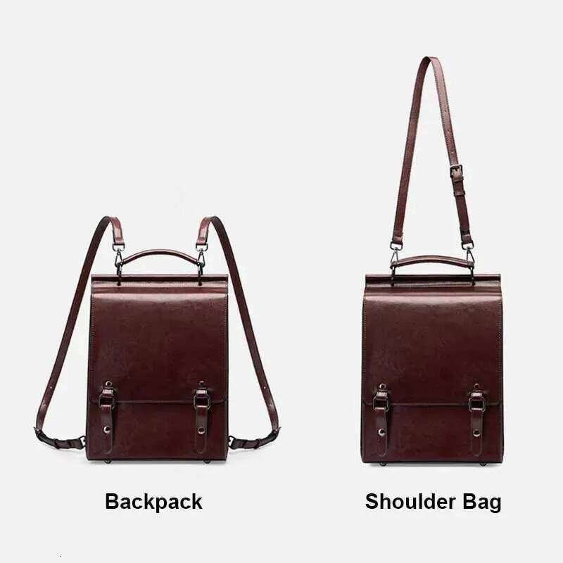 Genuine Leather Women Backpack Vintage College Style Student Back to School Cowhide Womens Bag Girls Computer