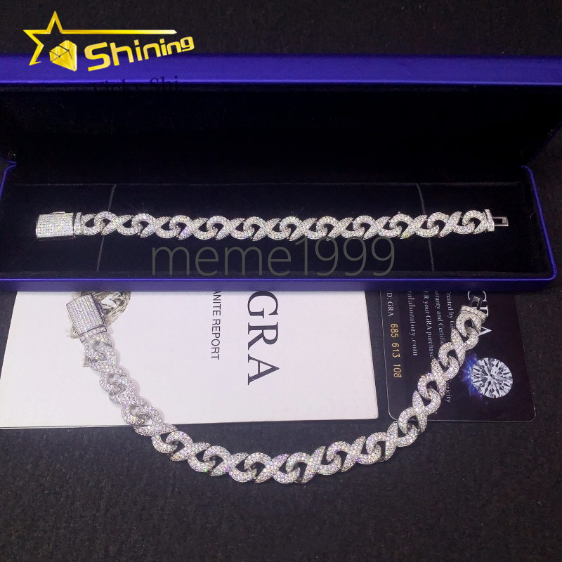 New Arrival Hip Hop Cuban Chain 925 Silver 10MM VVS Moissanite Cuban Bracelet Iced Out Infinity Cuban Link Chain