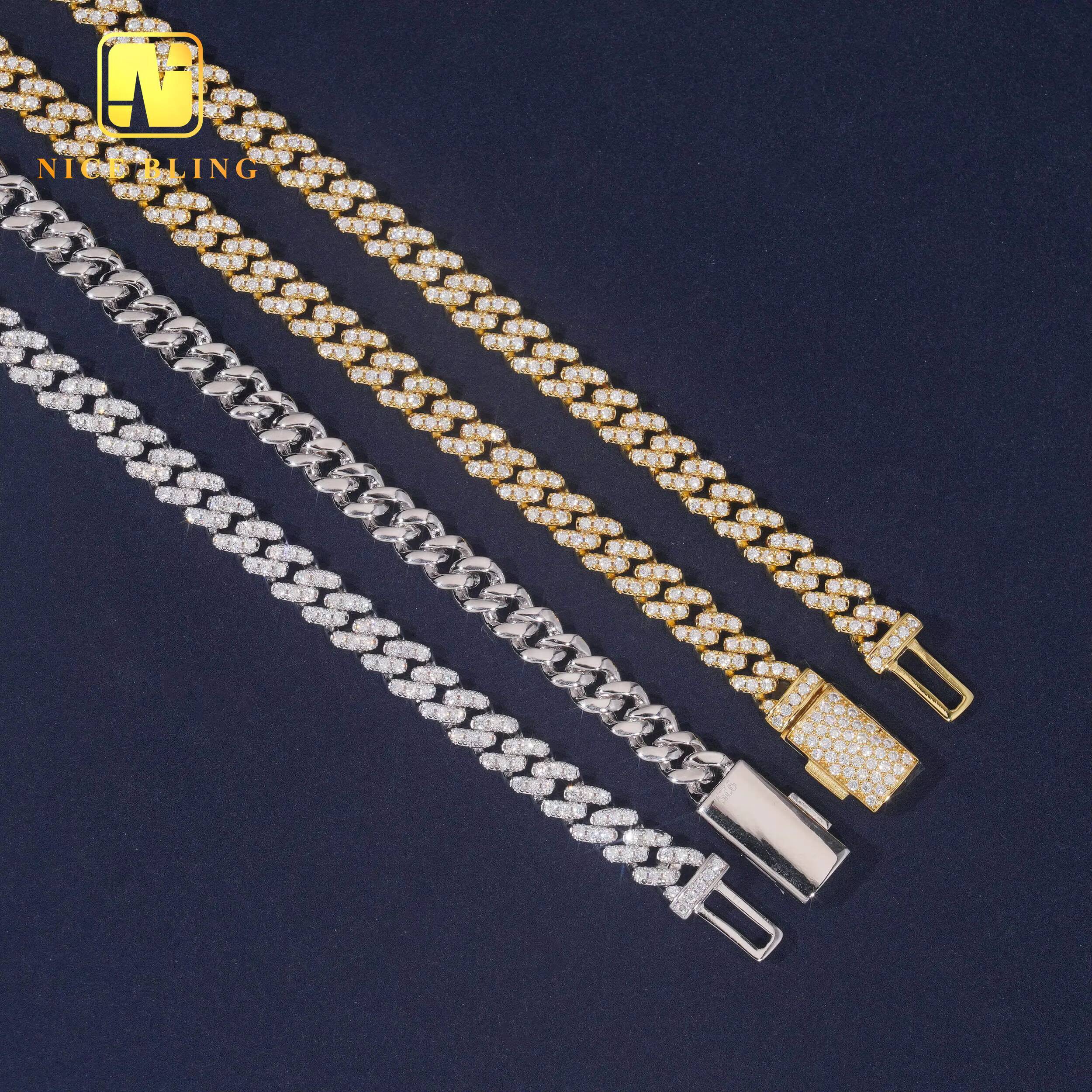 2025 Diamond Custom Iced Out Cuban Link Chain 925 Sterling Silver Moissanite Necklace Hip Hop Jewelry Necklace Bracelet