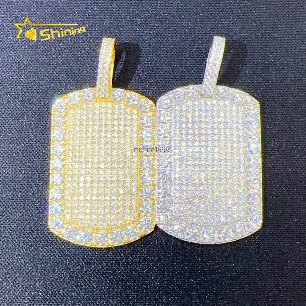 Hot Sell Iced Out Dog Tag Pendant 925 Silver Lab Diamond Jewelry Men Women Hip Hop GRA Certified Moissanite Necklace Pendant