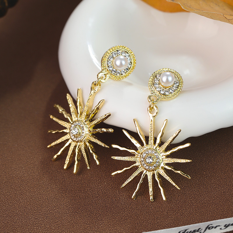 Botanical Pearl Drop Earrings for Women 3D Floral Metal Statement Earrings 2025 Viral Accent Piece