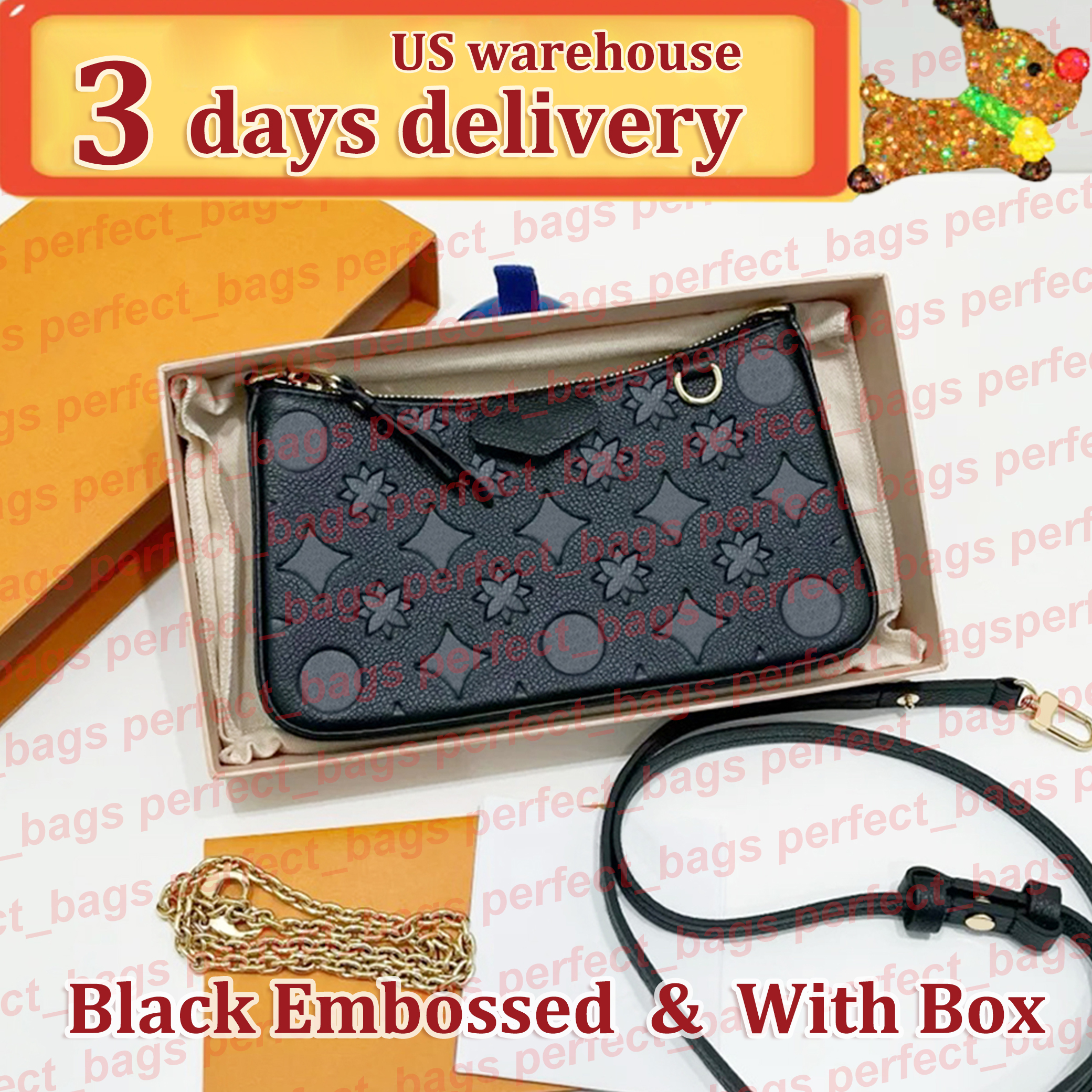 Designer Bag Easy Shoulder Bag Luxury Bag High Quality Women's handbag Purse Ladies Cowhide Letter embossed Crossbody bag Black Classic Double chain Bag Underarm Bag