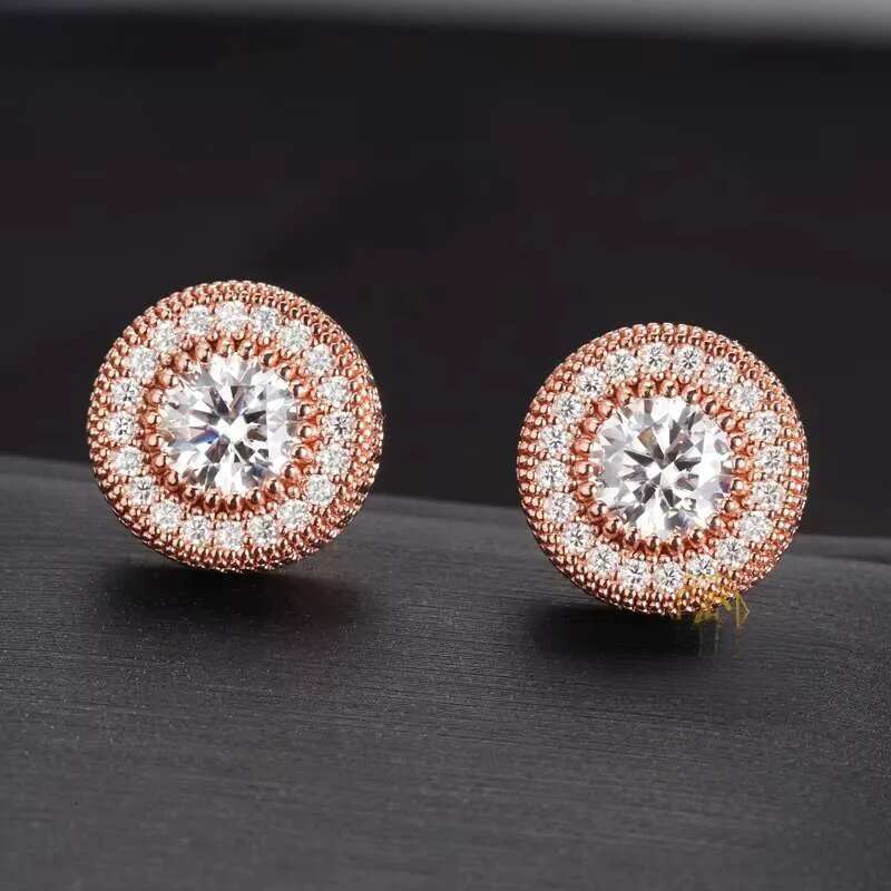 2024 Fashion Jewelry Screw Back Stud 1CT 6.5MM Iced Out VVS Moissanite Hiphop Earrings