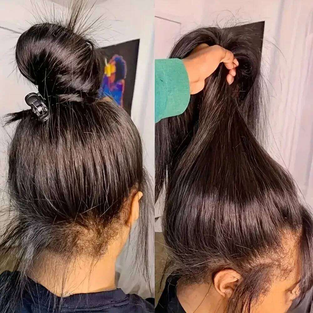 250 Density Real HD 360 Full Invisible Strap Snug Fit Glueless Straight Frontal 30 Inch Lace Front Wig Human Hair