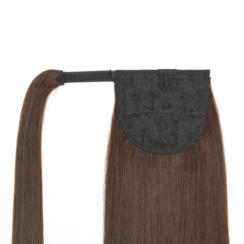 Real Natural Hair Ponytail Human Hair Extensions Remy Hair Clip On Ponytail Extensions 12-24inch Thick Ends color4 Brown 120g