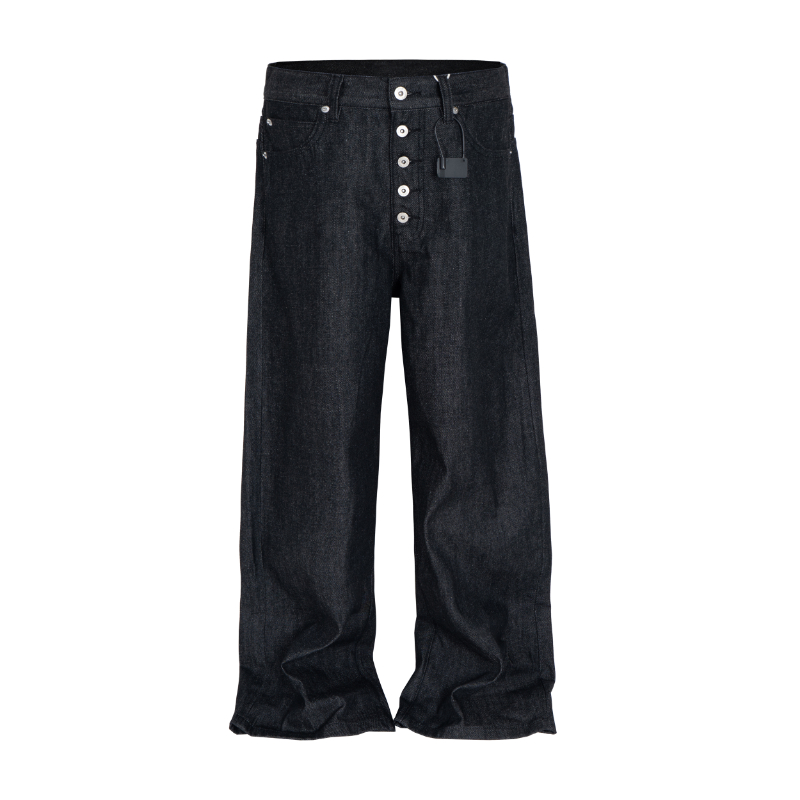 MIJKO High Street Cleanfit Drak Blue Jeans for Men and Women Straight Vintage Casual Denim Trousers ZJ089
