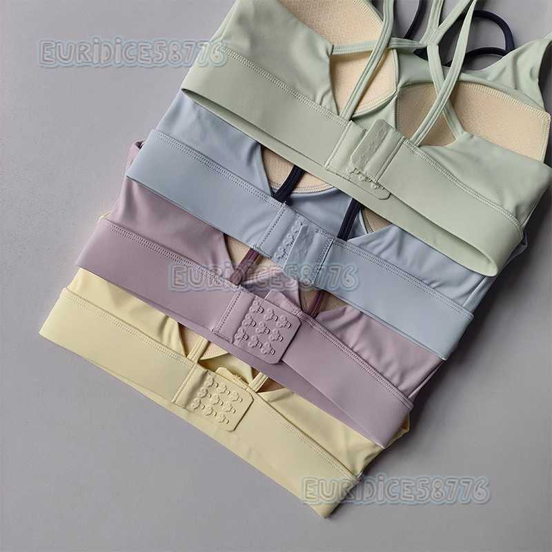 High Impact Shockproof Gathered Sports Bra with Integrated Fixed Chest Pads Thin Straps Cross Back Design and Fitness Bra H250819