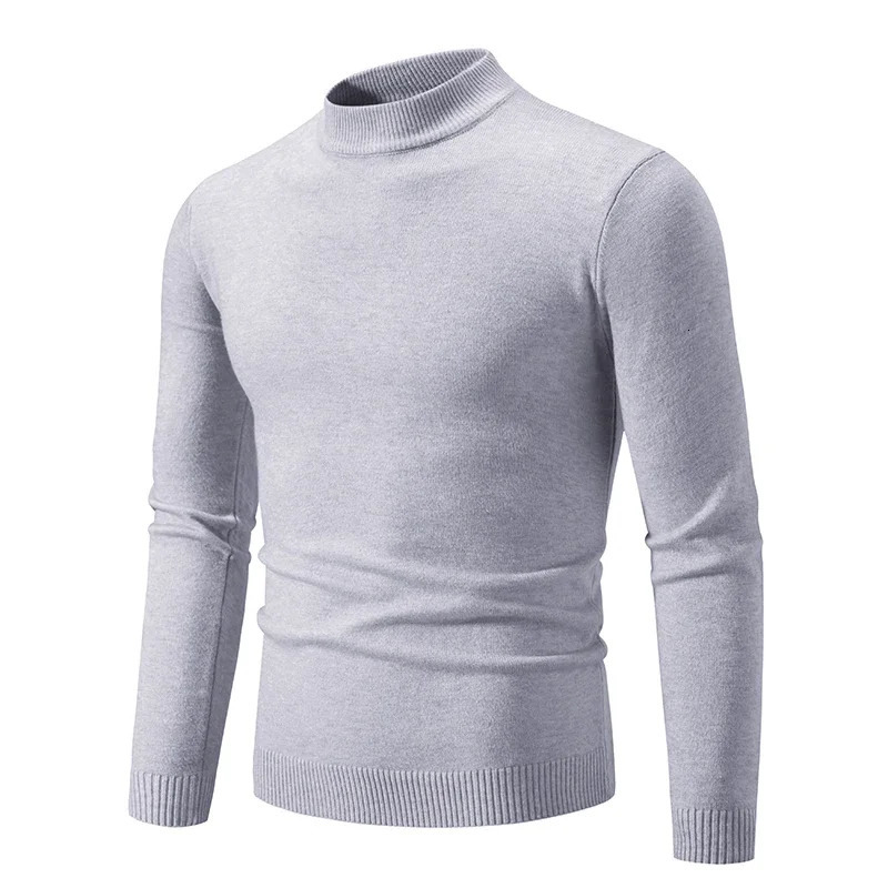 Sweatwear Mens Half Neck Basic Solid Color Sweaters Round Elastic Pullovers Warm Autumn Knitted Oversized Sweater Men 250819