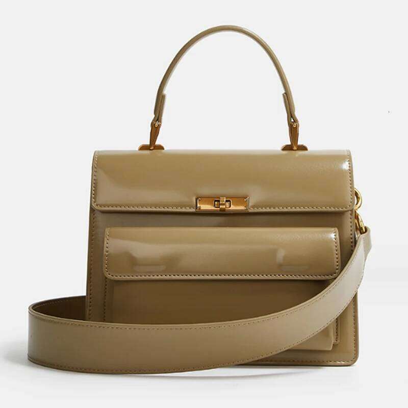 New High Quality Patent Leather Handbag Fashion Women Wide Shoulder Strap Crossbody Small Square Bag