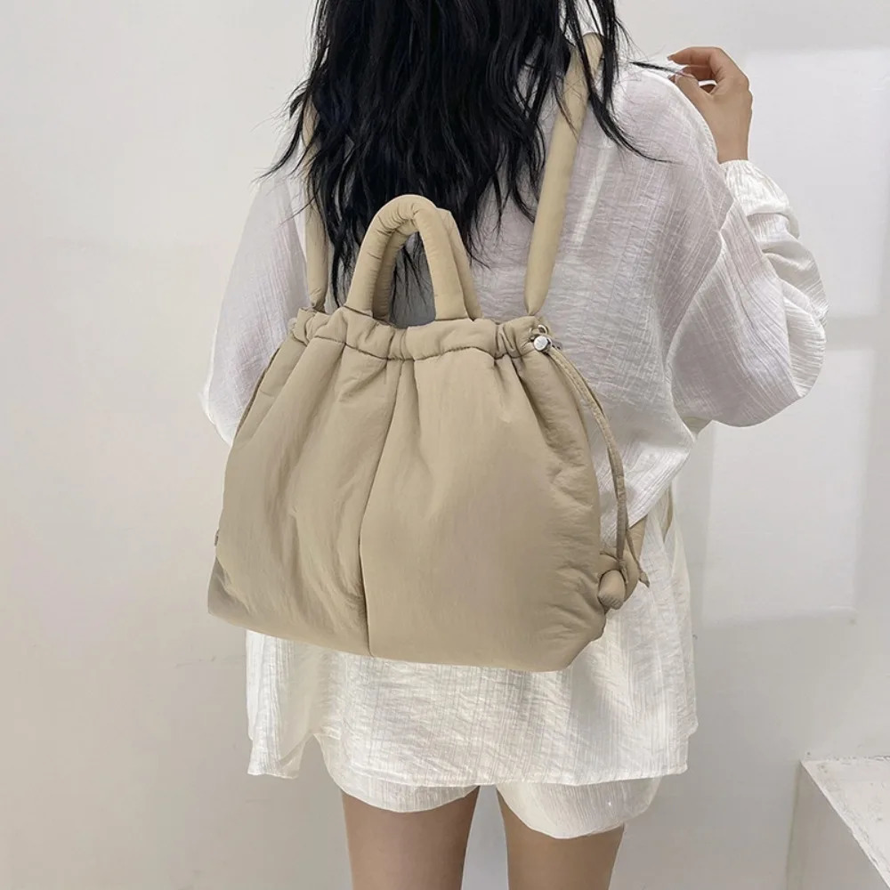 Womens Casual Single-shoulder Bag Large Capacity Nylon Backpack Womens Down Cotton Winter Tote Bag Portable Makeup Handbag 250814